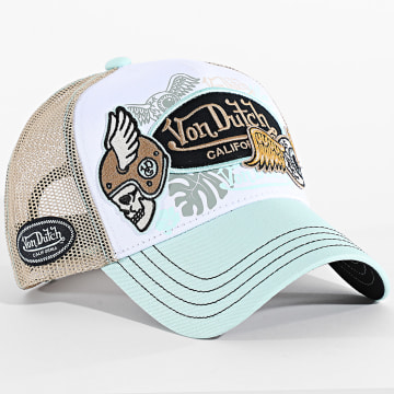 Von Dutch - Cappellino Trucker Patches Bianco Beige Azzurro