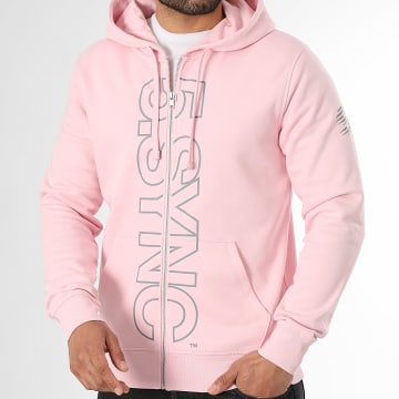 5.SYNC - Sweat Zippé Capuche Outline Logo Rose