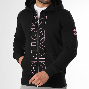 5.SYNC - Sweat Zippé Capuche Outline Logo Noir