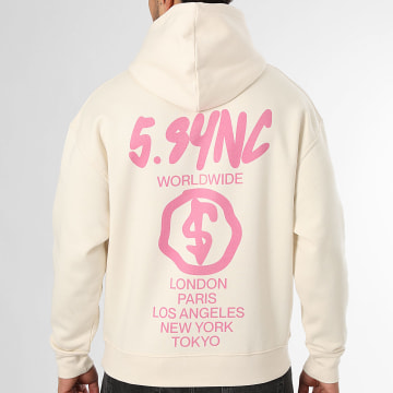 5.SYNC - Sweat Capuche Relaxed Worldwilde Beige