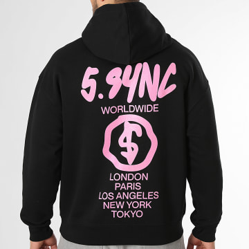 5.SYNC - Sweat Capuche Relaxed Worldwilde Noir