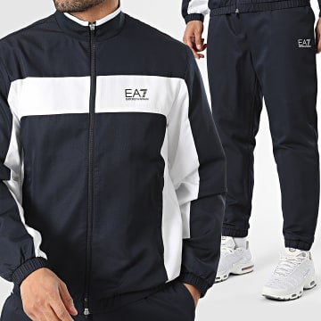 EA7 Emporio Armani - Conjunto Chaqueta con Cremallera y Pantalón Pantalón chándal 7M001530-AF16072 Azul Marino Blanco