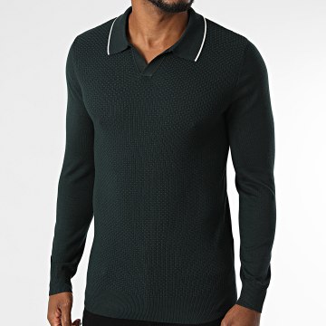 Frilivin - Jersey Cuello V Texturizado 658 Verde Oscuro