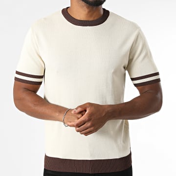 Frilivin - Short Sleeve Sweater 6054 Beige Brown