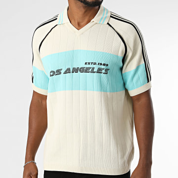 Frilivin - Camisola Gola V Manga Curta 2305 Bege Turquesa