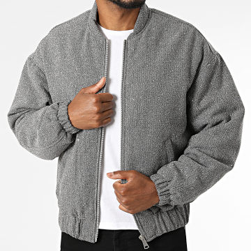 Frilivin - Casaco Bomber com Fecho e Strass G84 Cinza Antracite Mesclado