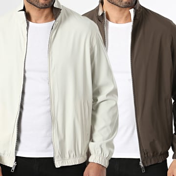 Frilivin - Veste Zippée Réversible 705 Marron Beige Clair