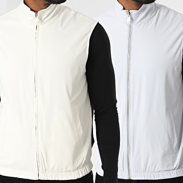 Frilivin - Veste Zippée Sans Manches Réversible R52 Bleu Clair Blanc