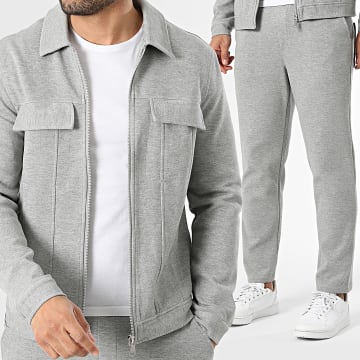 Frilivin - Conjunto Casaco Com fecho e Calça D81 Cinza Mescla