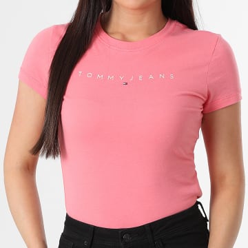 Tommy Jeans - Tee Shirt Femme Slim Linear 8398 Rose