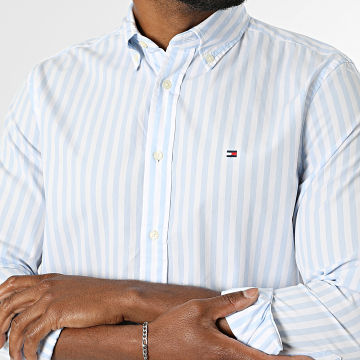 Tommy Hilfiger - Camicia Maniche Lunghe a Righe Regular Fit Classic 2440 Bianco Blu Chiaro