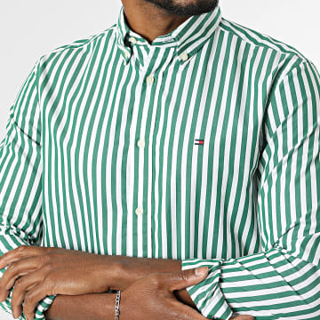 Tommy Hilfiger - Camisa de Manga Longa às Riscas Regular Fit Classic 2440 Branco Verde