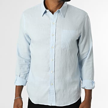 Colorful Standard - Camicia Maniche Lunghe In Lino CS4012 Blu Chiaro