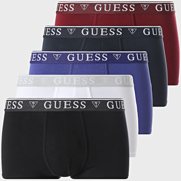Guess - Pack van 5 boxers U4YG16-K6YW1 Zwart Marineblauw Koningsblauw Bordeaux Wit