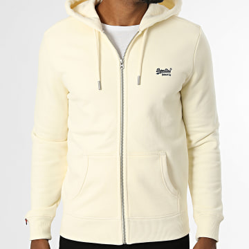 Superdry - Sudadera con Capucha y Cremallera Essential Logo Zip M2014128E Beige Claro