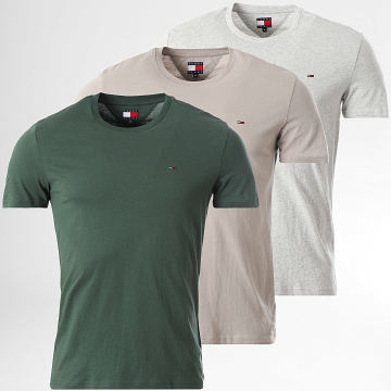Tommy Jeans - Pack de 3 T-Shirts 1579 Verde Escuro Cinza Claro Mesclado Cinza