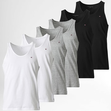 Tommy Hilfiger - Pack de 6 Camisetas Sin Mangas Signature 3387 Negro Gris Jaspeado Blanco