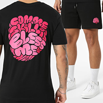 Kanoé X Mise A Jour - Ensemble Tee Shirt Et Short Jogging Bless Me Noir