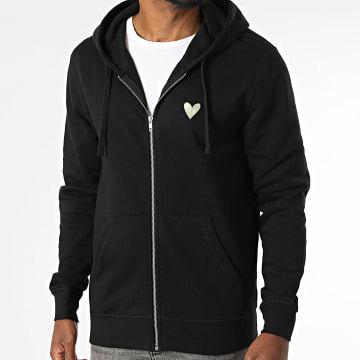 Luxury Lovers - Sweat Zippé Capuche Khaki Heart Embroidery Noir