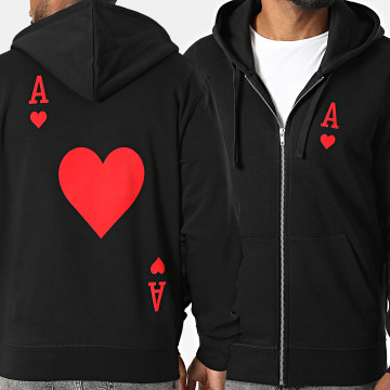 Luxury Lovers - Sweat Zippé Capuche The Ace Of Hearts Rouge Back Noir
