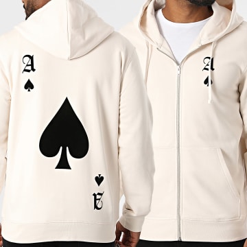 Luxury Lovers - Sweat Zippé Capuche The Ace Of Spades Noir Back Beige