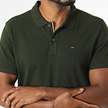 Tommy Jeans - Polo Manches Courtes Slim Placket 0676 Vert Kaki