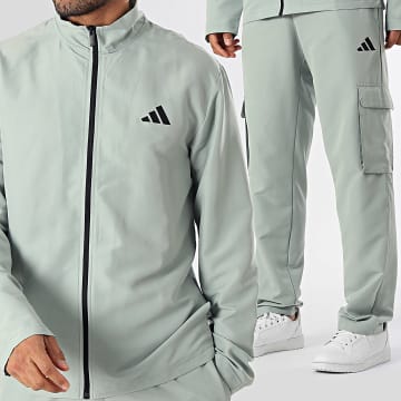 Adidas Sportswear - Ensemble Veste Zippée Et Pantalon Jogging Cargo Woven Cargo KE5889 Bleu Vert Clair