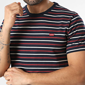 Levi's - Tee Shirt A Rayures 56605 Bleu Marine Beige Rouge Brique