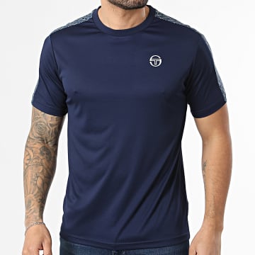 Sergio Tacchini - T-Shirt A Bande Mesale 41638 Blu Marino