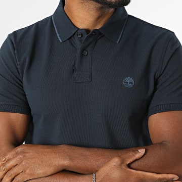 Timberland - Polo de Manga Corta Slim Cuello Estampado A6BV8 Azul Marino Oscuro
