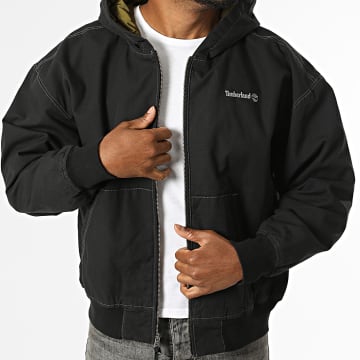 Timberland - Chaqueta con capucha y cremallera Washed Duck Canvas A6HNY Negro