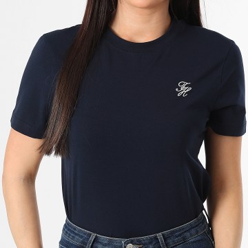 Tommy Hilfiger - Tee Shirt Femme Regular Fit Script 8699 Bleu Marine
