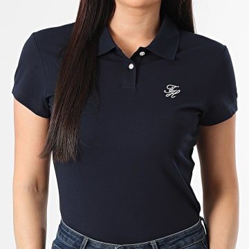 Tommy Hilfiger - Polo Manches Courtes Slim Femme Script 9259 Bleu Marine