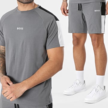 BOSS - Ensemble Tee Shirt et Short Jogging A Bandes Balance 50557587 Gris
