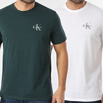 Calvin Klein - Pack de 2 Camisetas RF279 Blanco Verde Oscuro