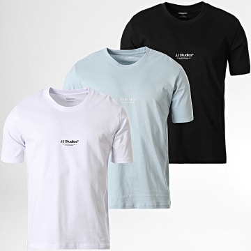 Jack And Jones - Pack de 3 Camisetas Esoho Negro Blanco Azul Claro