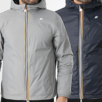 K-Way - Coupe-Vent Réversible Jake Plus 2 Double Gris Bleu Marine