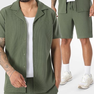 LBO - Conjunto Camisa Manga Curta E Calção de treino Waffle 4155 Verde Caqui