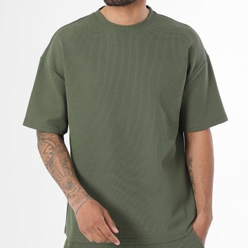 LBO - T-Shirt Ronde Hals Wafel Large 4159 Licht Kaki Groen