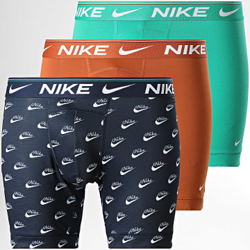 Nike - Pack van 3 Boxers KE1256 Donkerblauw Camel Groen