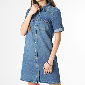 Only - Robe Jean Manches Courtes Femme Lisa Bleu Denim