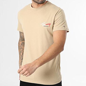 Tommy Jeans - Tee Shirt Slim Sign Chest 2538 Camel Clair