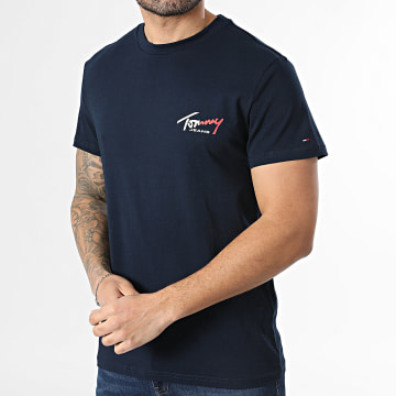 Tommy Jeans - Tee Shirt Slim Sign Chest 2538 Bleu Marine