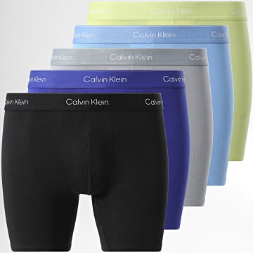 Calvin Klein - Lot De 5 Boxers NB4395 Noir Gris Vert Clair Bleu Clair Bleu Roi