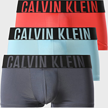 Calvin Klein - Lot De 3 Boxers NB3611A Rouge Bleu Clair Gris Anthracite