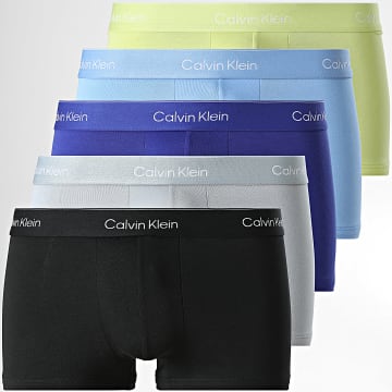 Calvin Klein - Lot De 5 Boxers NB4390 Noir Gris Vert Clair Bleu Clair Bleu Roi