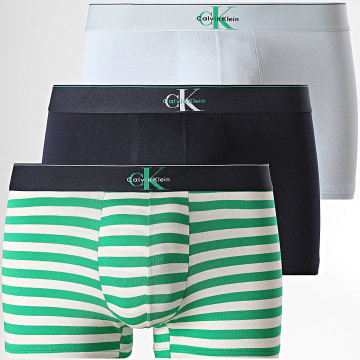 Calvin Klein - Lot De 3 Boxers NB4472 Bleu Clair Bleu Marine Beige Vert