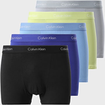 Calvin Klein - Lot De 5 Boxers NB4437 Noir Gris Vert Clair Bleu Clair Bleu Roi