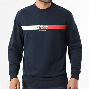 Tommy Jeans - Sweat Crewneck Regular Fit Sign Stripe 3019 Bleu Marine