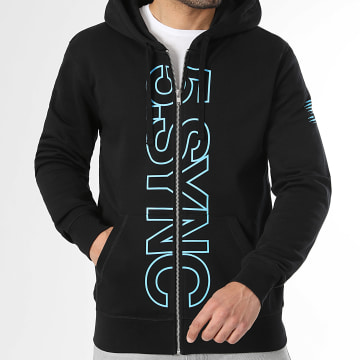 Luxury Lovers - Sweat Zippé Capuche Outline 5Sync Logo Noir Bleu